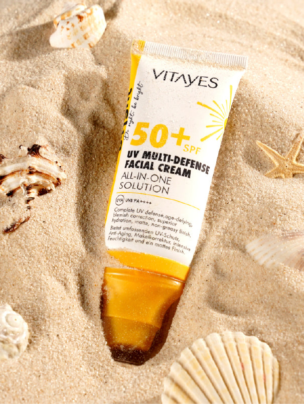 Spf 50 Multifunktionaler Sonnenschutz für das Gesicht, mattes Finish, hoher UV-Schutz, Anti-Aging und feuchtigkeitsspendend.