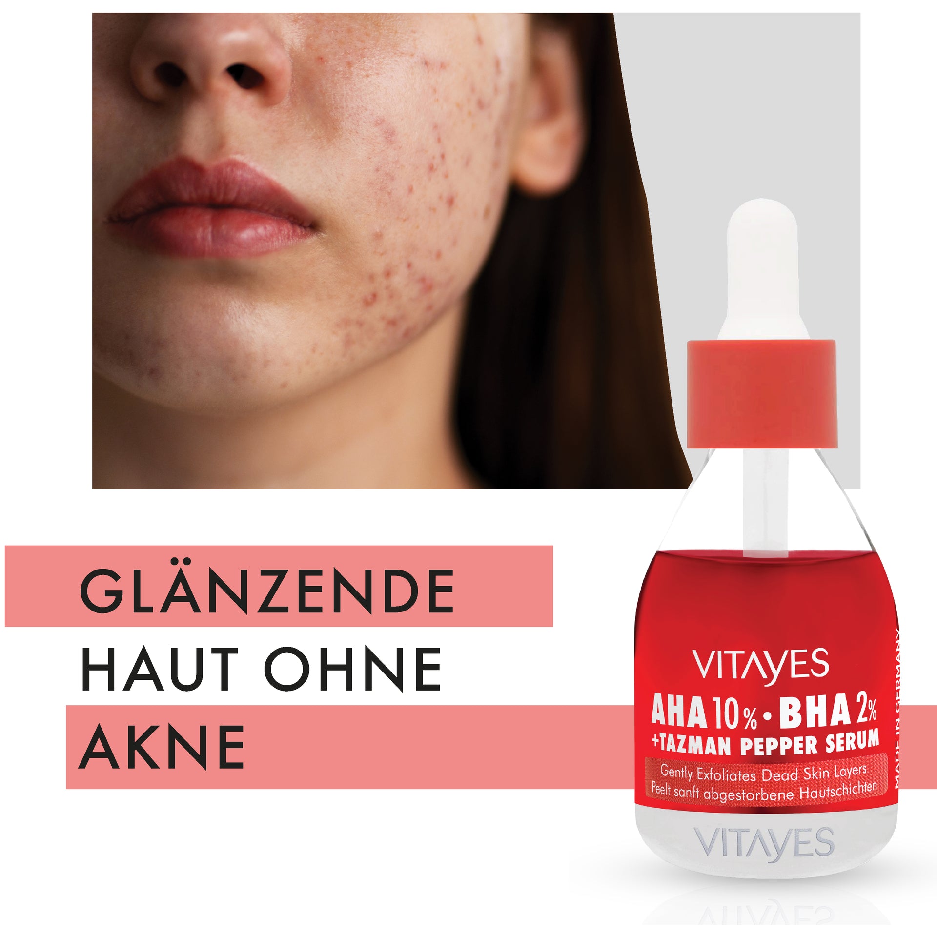 VITAYES b!right AHA 10% + BHA 2% Tazman Pepper Peeling-Serum 30 ml